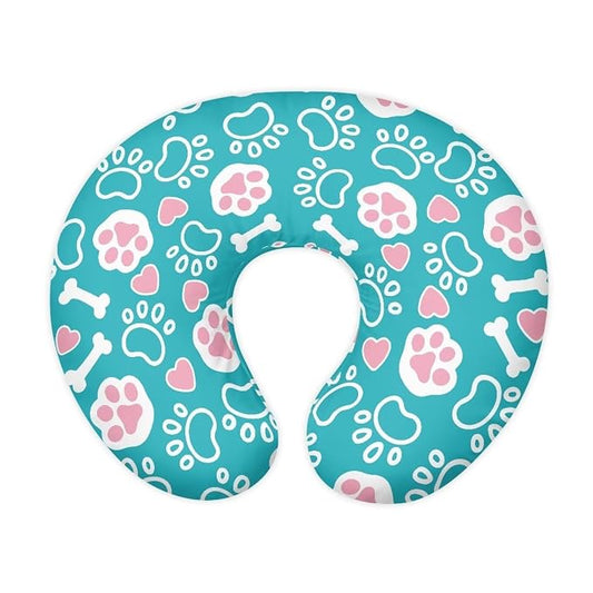 Dog Paws Bone Nursing Pillow Covers, Nursing Pillow Slipcovers Breastfeeding Newborn Infant Feeding Cushion Cover Case