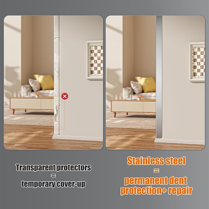 0.5x0.5x48 Inches 304 Stainless Steel Wall Corner Guards (10-Pack) Heavy Duty Rounded Corner Protector, Smooth Folded Edge Design for Wall Protection（No Adhesive）