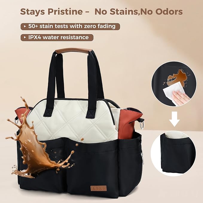 Lekebaby Diaper Bag Tote for Baby - 17 Pockets Large Travel Diaper Tote with Portable Changing Pad, Mom Crossbody Hospital Bag for Labor Delivery, Waterproof, Baby Essentials for Newborn Gifts, Beige