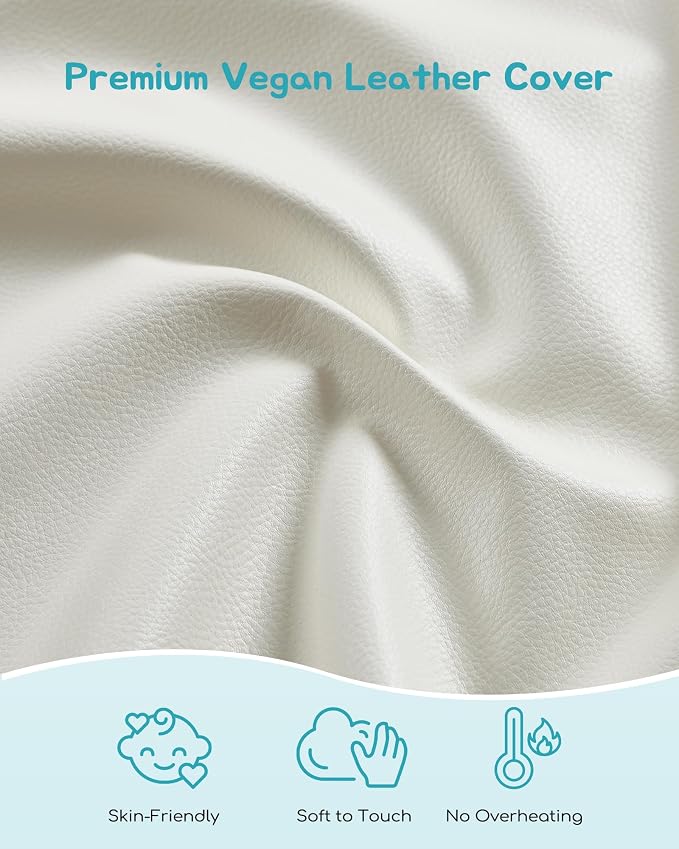39" Round Baby Mat for Floor, Hypoallergenic Vegan Leather Cover Foam Play Mat for Nursery, Easy to Wipe Clean & Waterproof, Thick Playmat for Infants and Toddlers, 1 Storage Strap Included