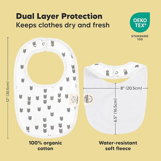 8-Pack Organic Baby Bibs for Boys, Girls - Soft Cotton Drooling and Teething Bibs for Baby Girl & Boy, Extra Absorbent, Easy To Clean & Put On for Toddler, Newborn, Infant 0-24 Months(Grayscale)