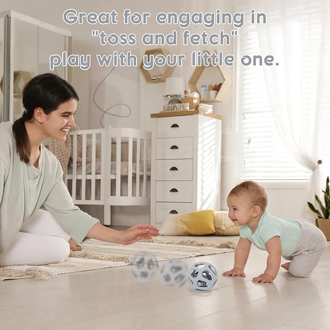MCGMITT Baby Rattle Teething Toy, Easy Grasp Silicone Infant Ball, BPA Free Non-Toxic Soft Baby Sensory Ball Bath Toy, Motor Skills Toy, Montessori Early Educational Toy, Gift for Age Newborn and Up