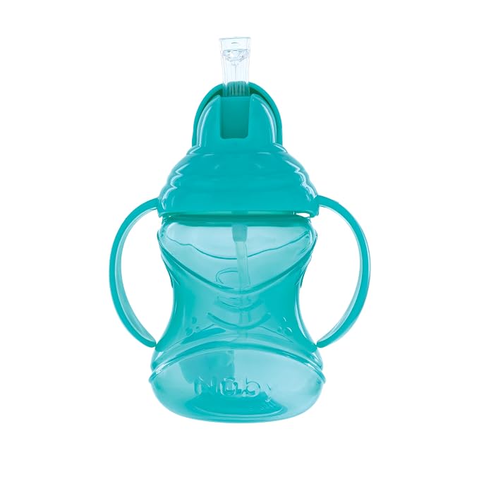 Nuby No-Spill Flip N' Sip Clik-It Cup with 360 Straw, 8 Ounce, Colors May Vary, Multicolor