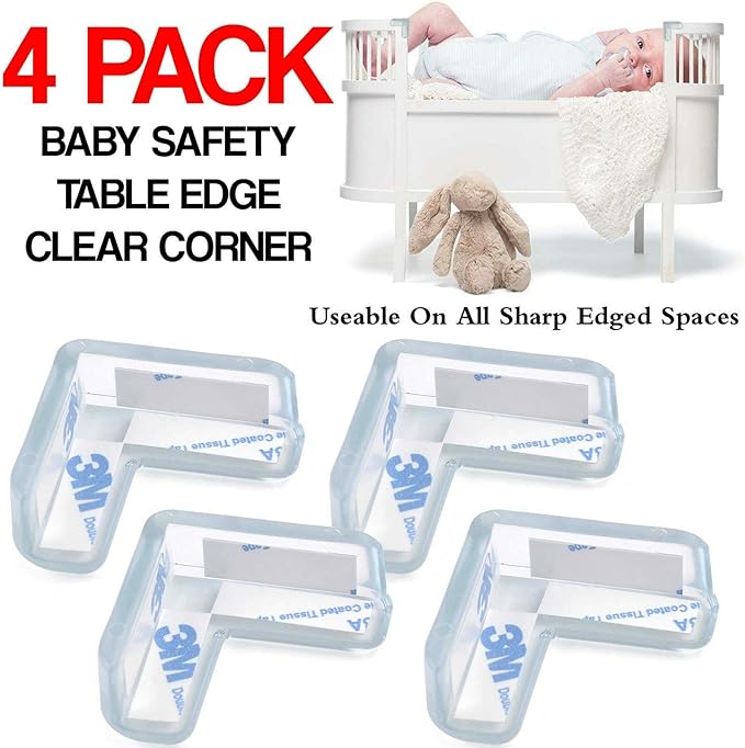 Baby Proofing, Edge Protector Strip Clear, 20 FT Silicone Soft Corner Protectors for Baby with Upgraded Pre-Taped Strong Adhesive, Edge Protectors for Sharp Corners for Cabinets, Drawers(4 Corners)