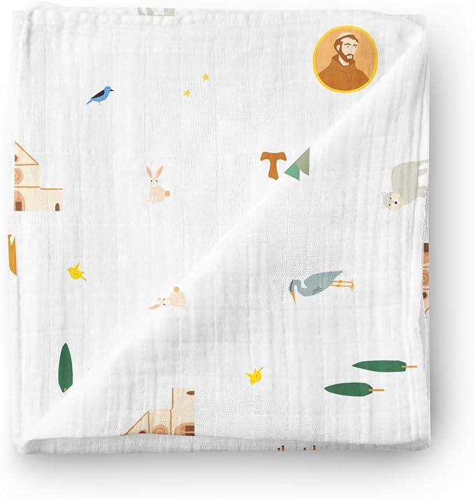 Be A Heart Christian Catholic Baby Swaddle Receiving Blanket (St. Francis of Assisi)