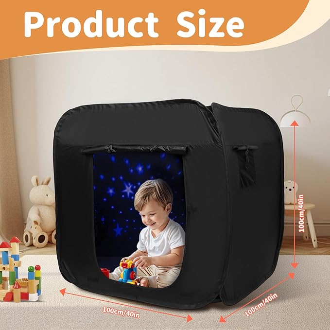 Sensory Tent for Kids 39.4 * 39.4 * 39.4 in - Portable Pop-up Play Tent for Calming Down & Improving Focus - Ideal for Children with Autism, ADHD, & Sensory Processing Disorder (SPD)
