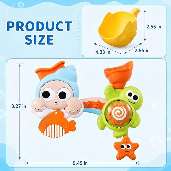 DOLIVE Suction Cup Bath Toys for Toddlers 1-3, Water Sensory Bathtub Toys for Baby Boys Girls, Early Developmental Shower Toy, Perfect Birthday