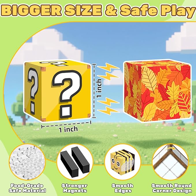 LionFuny 200PCS Magnetic Blocks,Magnetic Building Blocks Stacking Toys,Magnet Toys Building World Set, STEM Sensory Christmas Birthday Gift for Toddlers Boys Kids Age 3 4 5 6 7 8,Upgrade 1" Large Size