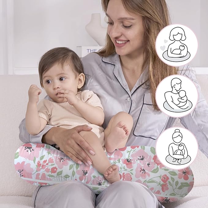 Little Grape Land U-Shaped Nursing Pillow with Washable Cover,Daliah | Ergonomic U-shaped breastfeeding support pillow for mom and baby, featuring a soft, breathable and washable cover.