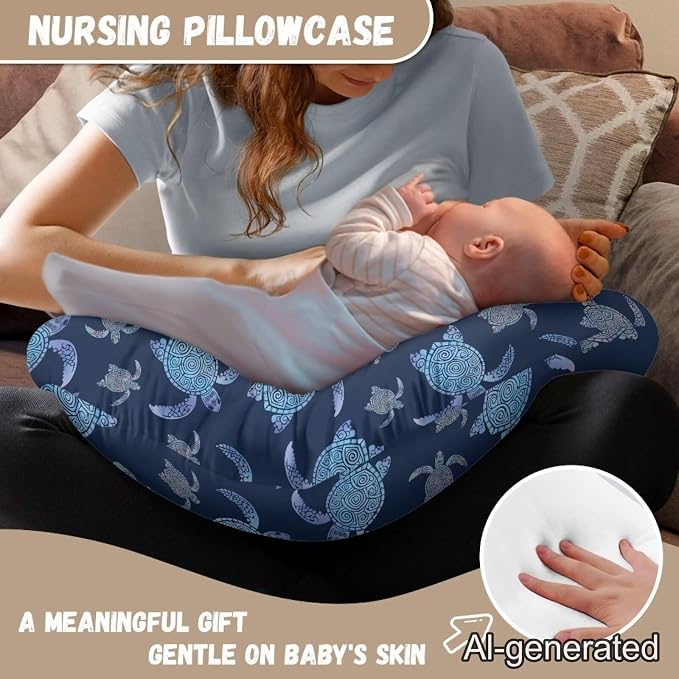 Tribal Turtle Nursing Pillow Cover for Baby Boy Girl Ultra Soft Comfortable Newborn Nursing Pillow Case Easy to Use Pillow Cover Breastfeeding Pillow Slipcover
