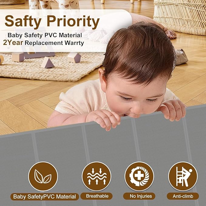 Miumoon 100 inch Retractable Baby Gates 42 inch Tall, Retractable Gate with Reinforced Strip Design to Prevent Crawling Through, 8 FT Extra Wide Retractable Dog Gate for Indoor/Outdoor