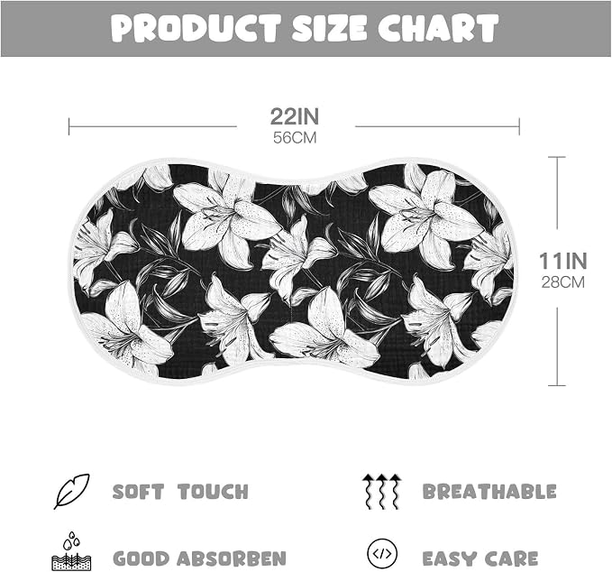 vvfelixl Black White Lily Burp Cloths for Baby Boy Girls Baby Washcloths Burp Rags 1 Pack