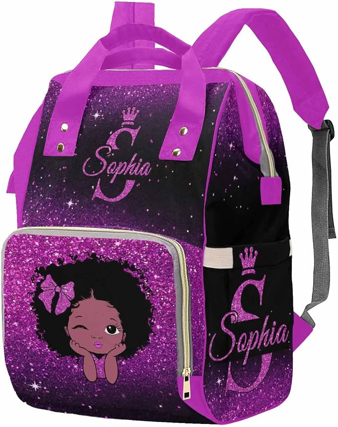 D-Story Personalized Diaper Bags For Baby Girl Birthday Gift Hiking Bag Hiking Bag Schoolbag Diaper Backpack With Name Text