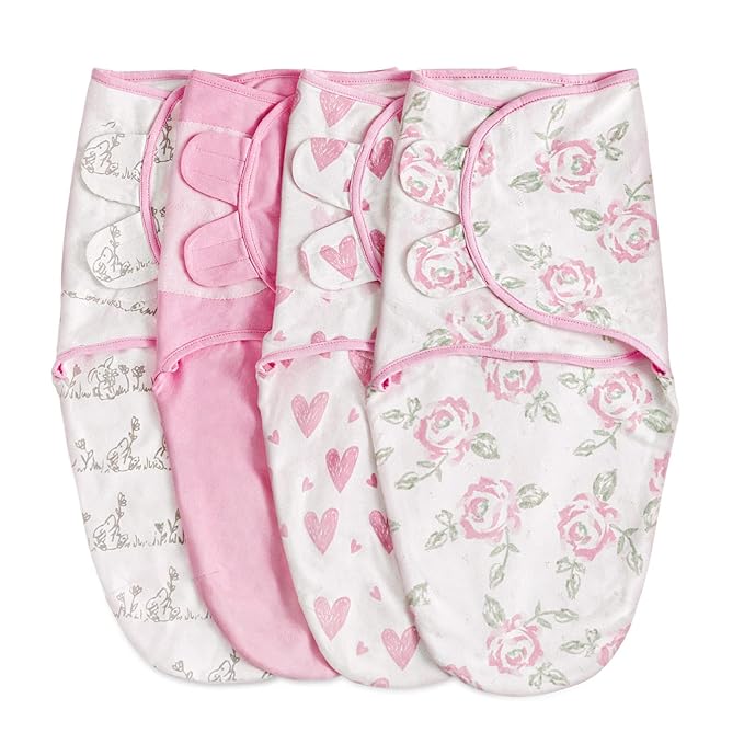 Organic Baby Swaddle Sleep Sacks, 4-Pack Swaddles for Newborns Baby Essentials, Infant 0-3 Months, 100% Cotton Soft & Snug Adjustable Wrap Nursery Swaddling Blankets Improves Sleep