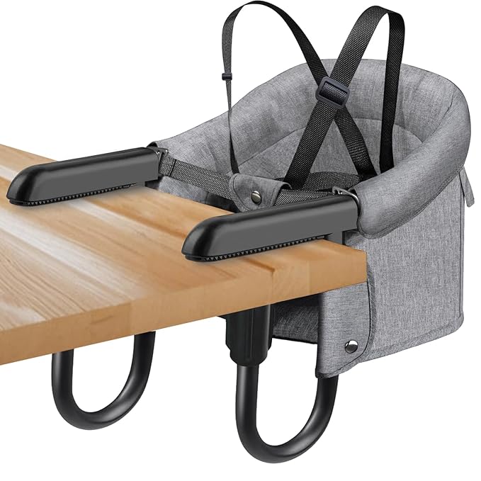 Hook On Chair,Folding Fast Table Chair with Storage Bag,Clip On Portable Highchair for Baby Attaches to Table,Baby Toddler Feeding Seat,Washable&for Home and Travel,with 5 Point Safety Harness.