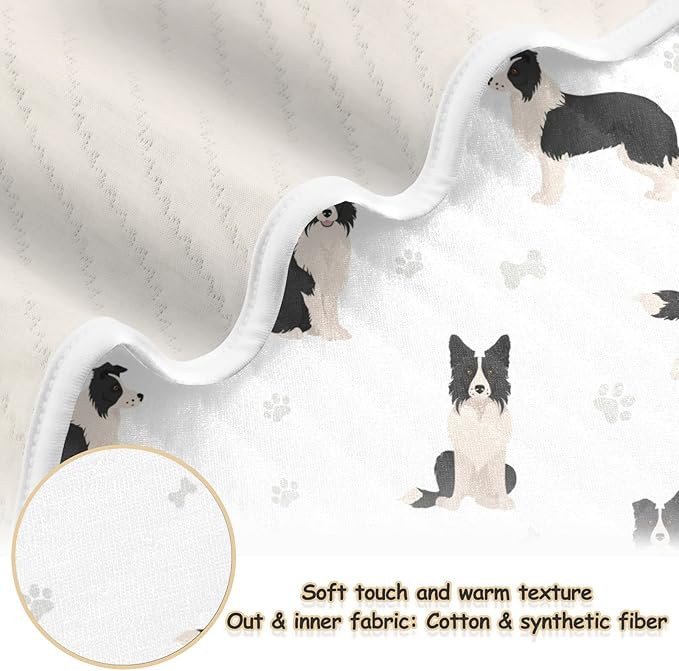 Ollabaky Baby Border Collie Cotton Throw Blanket Swaddle Blanket for Crib Stroller 30"x40"