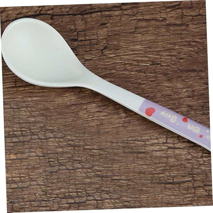 Totority 4Pcs Feeding Spoons with Silicone Heads Ergonomic Training Utensils Fiber Weaning Scoop Tools for Self-feeding
