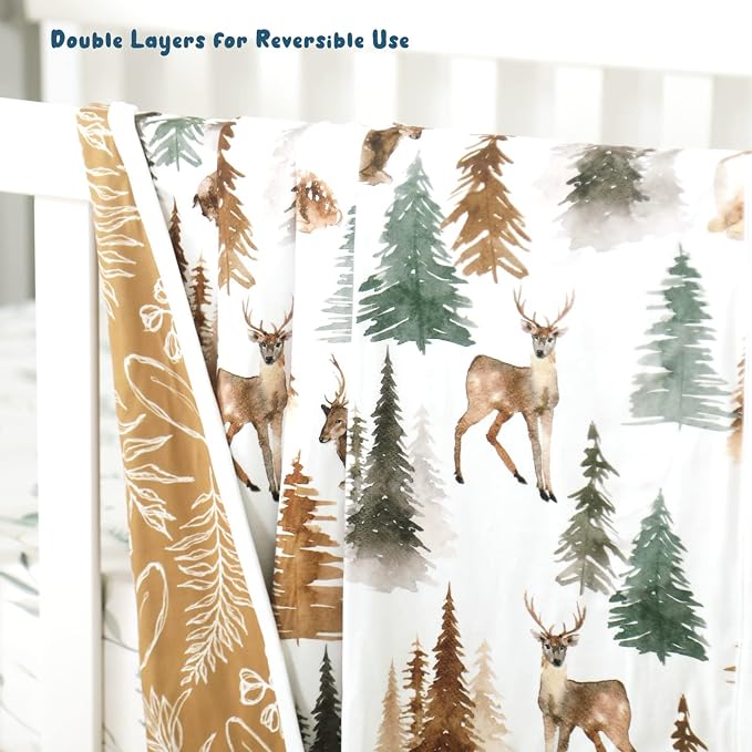 GRSSDER Baby Blankets Super Soft Stretchy Jersey Knit Swaddle Blanket for Baby Girls and Boys, Double Layer Receiving Blankets 34 x 44 Extra Large for Swaddling, Deer Pattern