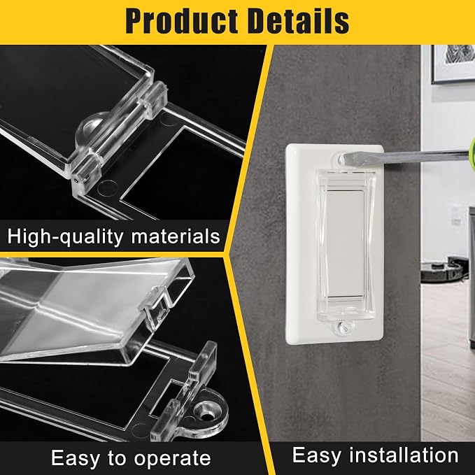 2 Light Switch Guard Cover, Baby Proof Wall Switch Cover Guard for Rocker Light Switch Protects Your Lights or Circuits from Being Accidentally Turned On or Off (Clear)