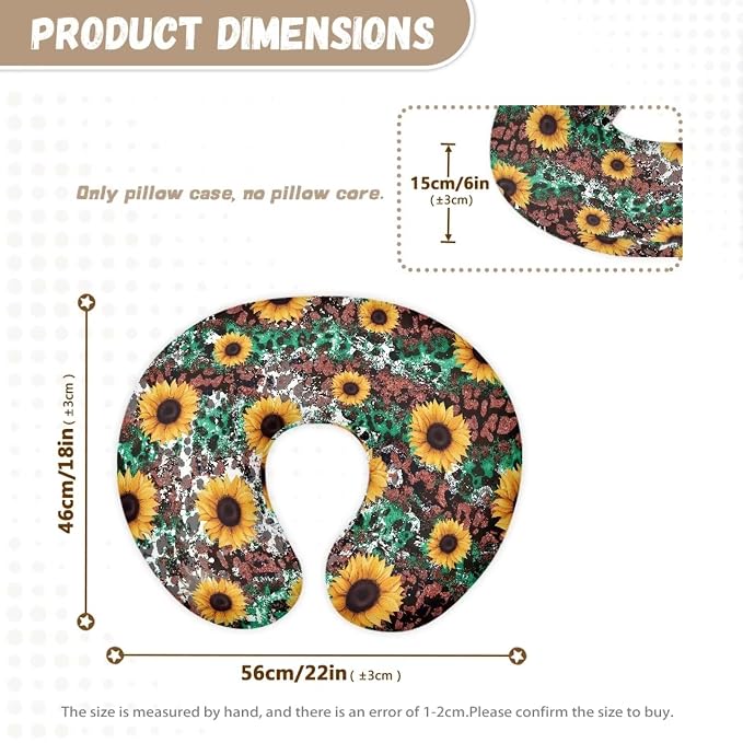Sunflower Leopard Nursing Pillow Cover, Ultra Soft Comfortable Newborn Nursing Pillow Case Breathable Soft Slipcover for Baby Boy Girl