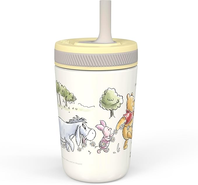 Zak Designs Disney Winnie the Pooh Kelso Toddler Cups For Travel or At Home, 12oz Vacuum Insulated Stainless Steel Sippy Cup With Leak-Proof Design is Perfect For Kids (Winnie the Pooh & Friends)