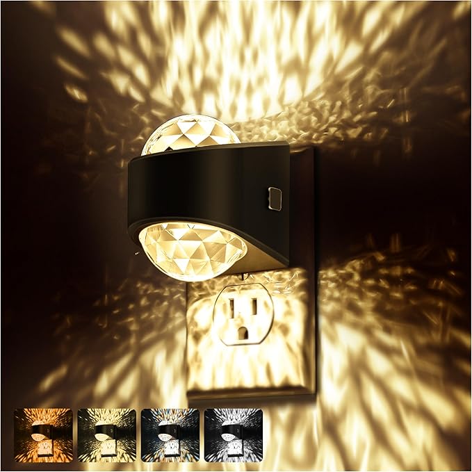 Briignite Night Light Plug into Wall, Color Changing Night Light for Kids, 3CCT Diamond Design with Galaxy Star Projector, Dusk to Dawn Sensor for Nursery Bathroom Bedroom Gaming Room Decor Gift