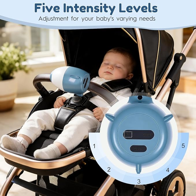 Portable Stroller Rocker Sleep Aid, Fits All Strollers and Prams,Gently Rocks Any Stroller or Pram, Rechargeable Bouncer with Adjustable Speed (Sky Blue)