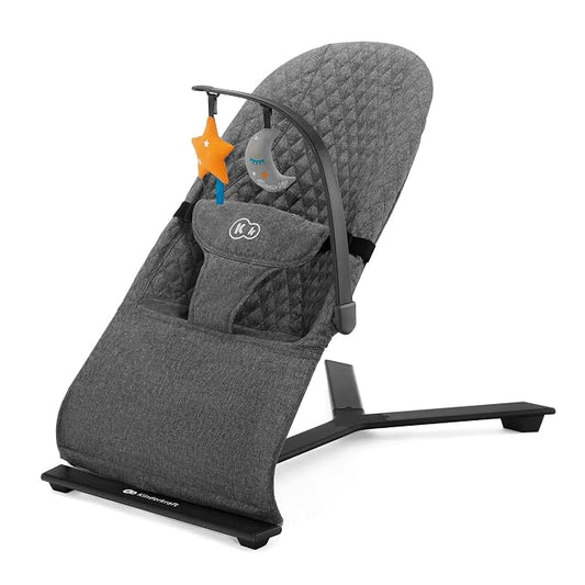 Kinderkraft Mimi Portable Baby Bouncer, Safe and Ergonomic Bouncer Seat with Spine Support and an Additional Play Bar for Babies 0-6 Months, Gray