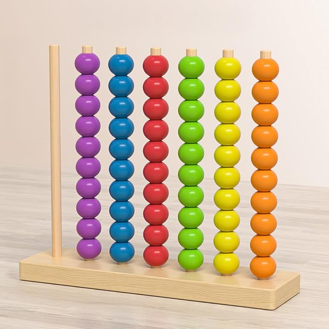 Wooden Color Match Challenge Game,Travel Stacking Game - 60 Colorful Rings & Cards, Quick Puzzle Game for Family, Teens, Adults - Fun Tabletop Games #A