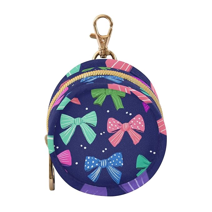 Pacifier Holder with Clip Pacifier Case for Diaper Bag Round Baby Pacifier Pouch Box Bag Portable Colorful Bows