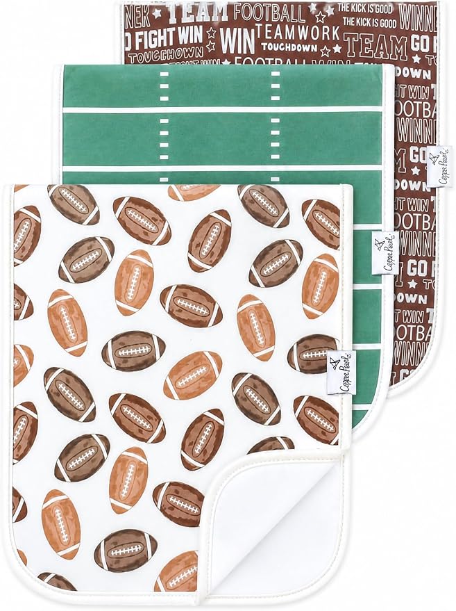 Copper Pearl Premium Baby Burp Cloths - 3-Pack Large Cotton Burp Cloths, Extra Soft Spit Up Rags with 3 Absorbent Layers, Perfect for Baby Boy and Baby Girl Gifts (21" x 10" Size, Blitz Set)