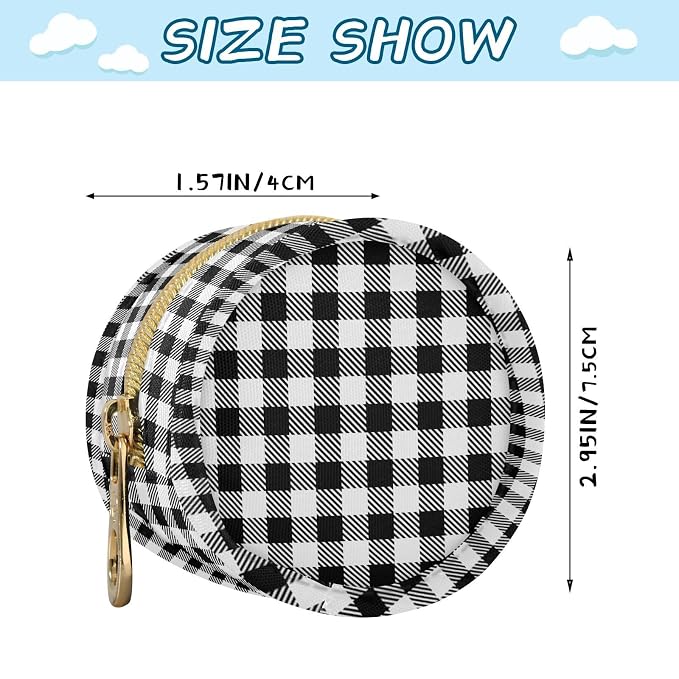 Black White Buffalo Plaid Print Pacifier Holder Case with Clip Portable Pacifier Storage Bag for Girls Boys