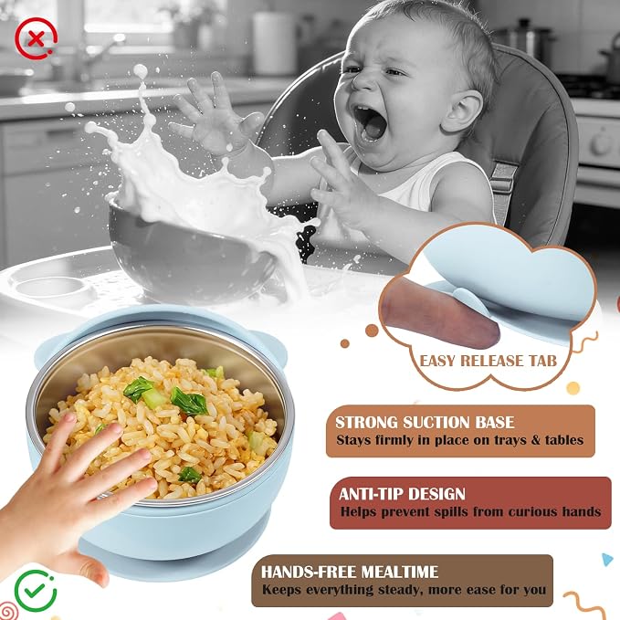 Personalized Stainless Steel Baby Bowls with Suction, Custom Name Toddler Fork and Spoon Set for Self Feeding, 4-Pc Set for Baby Led Weaning, Ideal for Showers & Birthdays