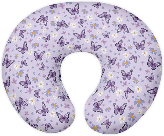 Nursing Pillow Cover Girls, Lounger Pillow Covers for Boy Girl 0-12 Months Baby Nursing Pillow Covers Crescent-Shaped - Butterfly