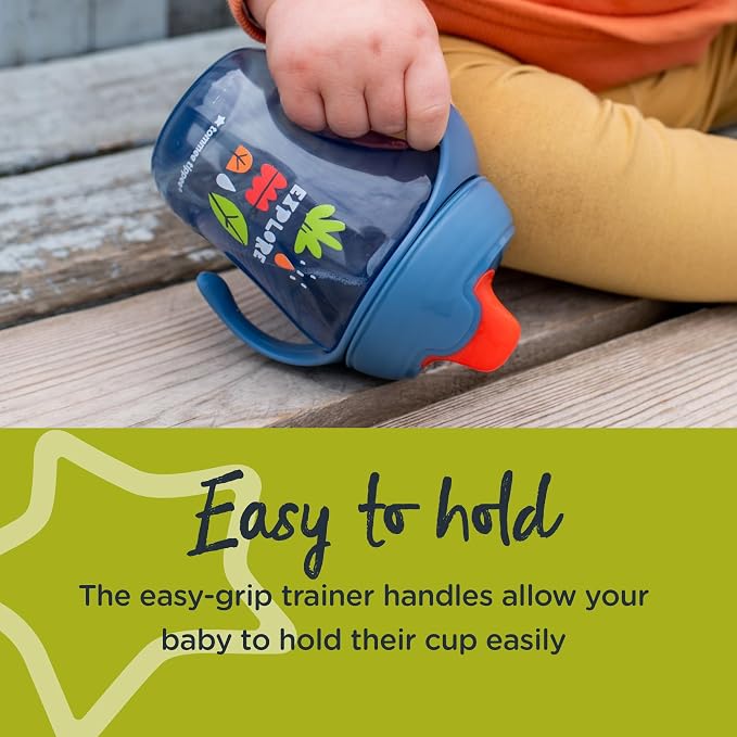 Tommee Tippee 8oz Trainer Sippee Cups with Handles for Babies and Toddlers, Spill-Proof, BPA Free, Blue, Orange and Green, Pack of 3