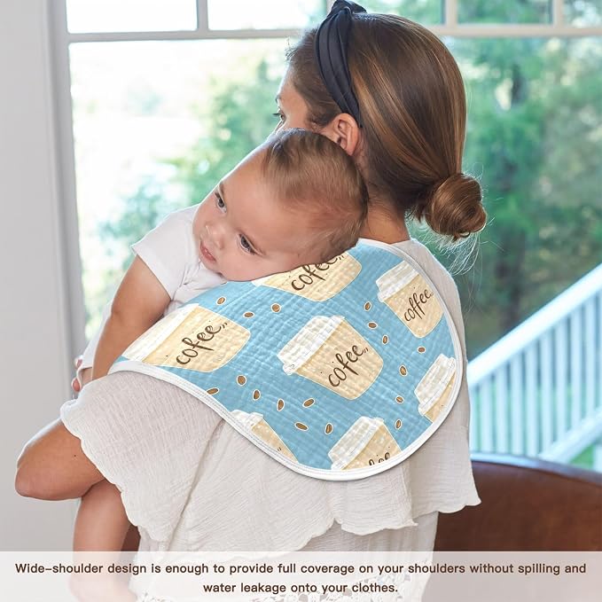 vvfelixl Muslin Burp Cloths Coffee Cup Baby Washcloths for Baby Girl Boys 2 Pack