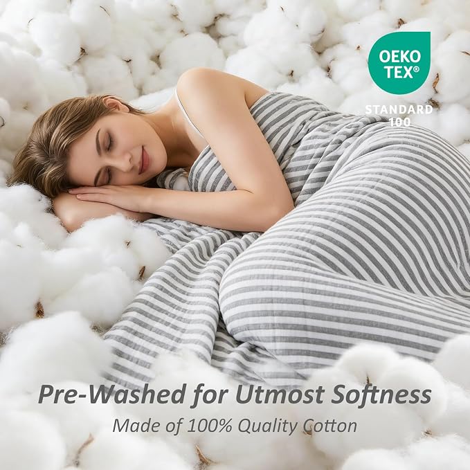 EMME Cotton Muslin Queen Blanket Bed Layering Bedspread Coverlet Breathable Gauze Soft Lightweight Adults (Striped Grey, 90"x90")