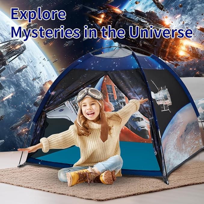 Mnagant Play Tent for Boys and Girls- Space Shuttle Atlantis with Hubble Dome Tent for Kids Gift- ToddlerPop Up Tent Playhouse for Indoor Imaginative and Physical Play- 47" x 47" x 43 "