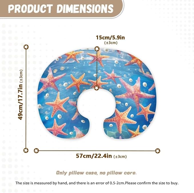 Starfish Feeding Pillow Cover Washable & Breathable Nursing Pillow Slipcovers Breastfeeding Newborn Feeding Cushion Cover Practical Gift, Best Choice for Mom Cover Only