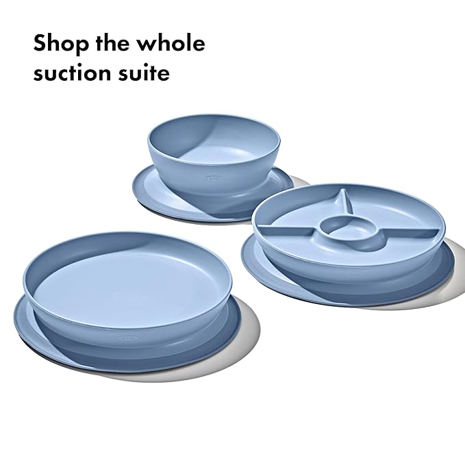 OXO Tot Stick and Stay Suction Divided Plate - Dusk (Pack of 3)