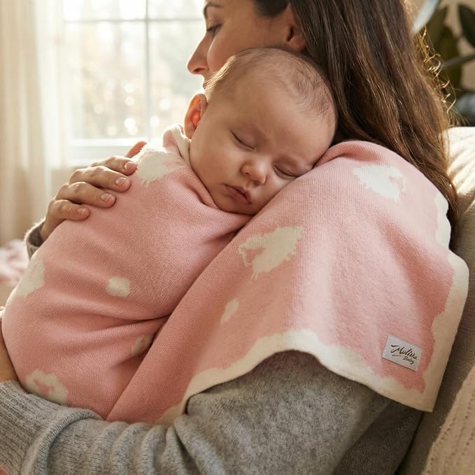 100% Cotton Baby Blanket Ultra Cozy Soft Newborn Swaddle for Boys and Girls, Gentle on Skin, Machine Washable Perfect Registry Essential Sweet Dream Pink