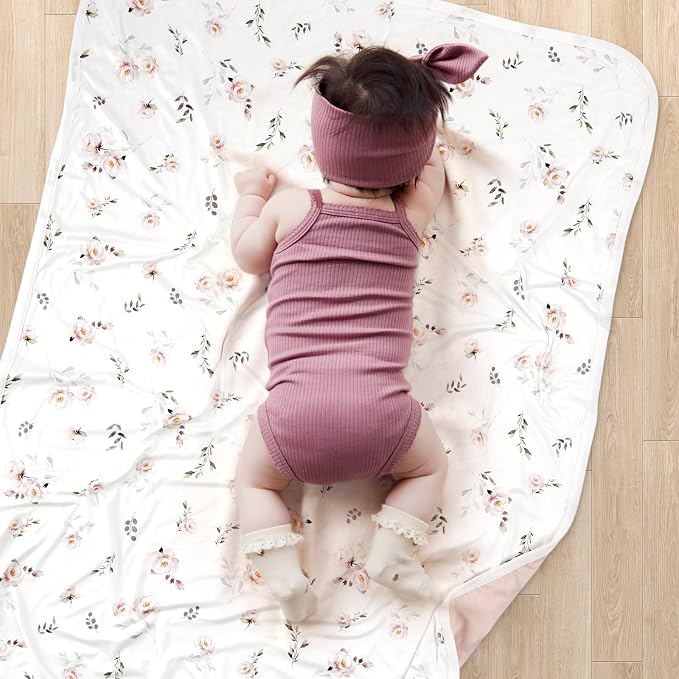 GRSSDER Baby Blankets Super Soft Jersey Knit Swaddle Blanket for Baby Girls and Boys, Double Layer Receiving Blankets 34 x 44 Inches, Extra Large for Baby Swaddling, Pink Rose