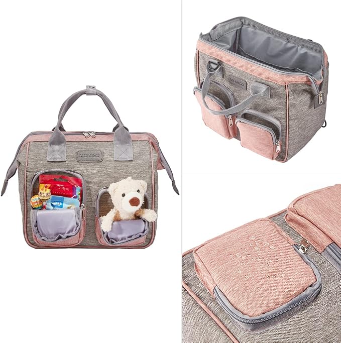Diaper Bag Backpack- Baby Waterproof Multi-Function Mini Smart Diaper Bag Backpack Baby Messenger for Outdoor & Working Mothers, Medium Size (Pink)