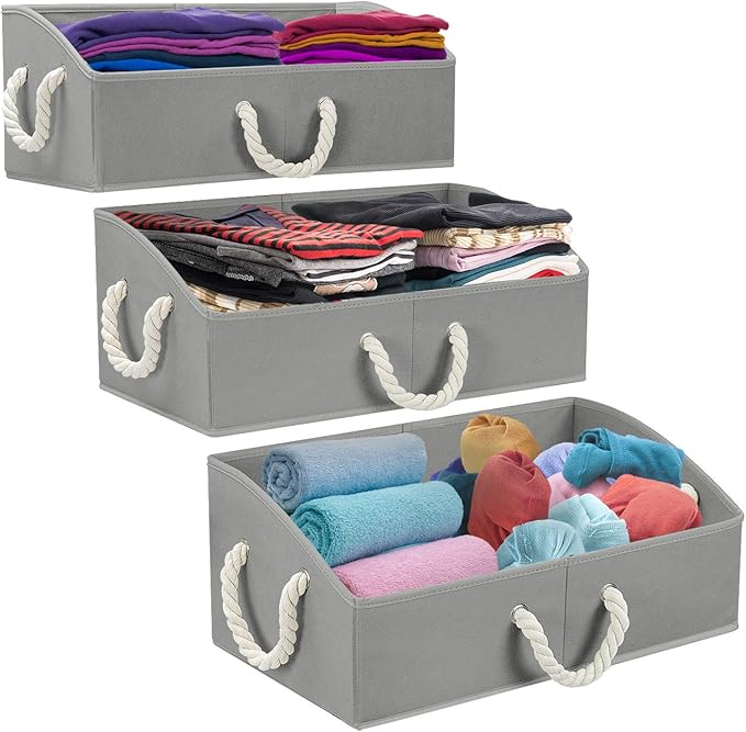 Sorbus Storage Bins [3-Pack] Fabric Storage Baskets, Foldable Closet Organizer Trapezoid Storage Box (Grey)