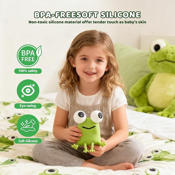 Frog Night Light for Kids with Timer Dimmable 3 Brightness 7 Colors Kawaii Frog Lamp Warm Sleep Aid USB Rechargeable Portable Night Lamp Decor for Girl Boy Nursery/Bedroom/Desk/Office