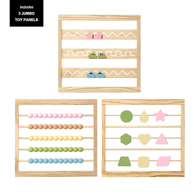 ZETY Natural Wood Baby Playpen ??8 or 10 Panel Foldable Play Yard with Door Panel and Built-in Toys, CPC Certified & SGS Tested