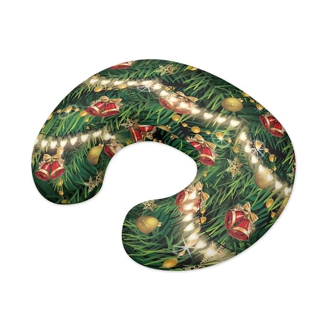 Christmas Lights Bells Stretchy Nursing Covers for Feeding Pillows Lightweight Comfortable Breast and Bottle Feeding Pillow Covers with Hidden Zipper for Boys & Girls