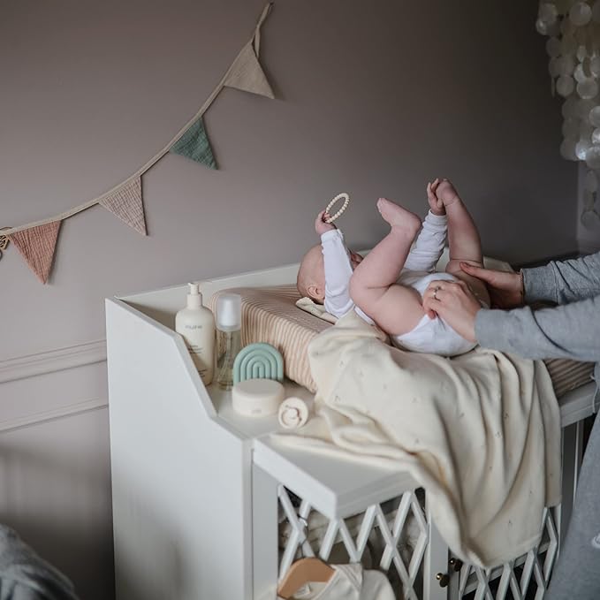 mushie Pearl Teether Bracelet | 3-Pack (Linen/Peony/Pale Pink)
