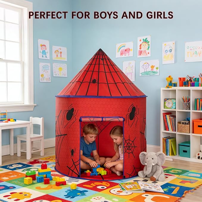 Kids Play Tent with Ventilation Window - Foldable Indoor Outdoor Playhouse, Pop Up Tent for Kids Ages 3-8, Great Gift Idea for Boys and Girls, Role Play Birthday, Reading Corner