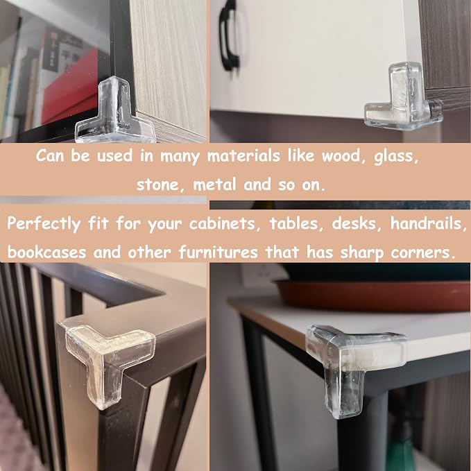 saicheek 4Pcs Large(Length: 1.7inch) Silicone Corner Protector Baby Proofing,Table Corner Protectors for Baby,Strong Adhesive T Shaped Baby Head Protector Table Corner Protectors for Furniture